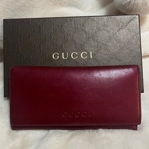 Gucci Red Leather long Wallet
